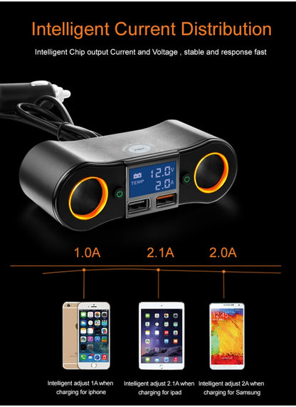 شاحن سيارة ZNB02 ولاعة سجائر بمنفذ USB مزدوج للسيارة، ZNB02