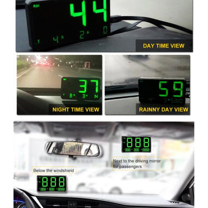 Kingneed C80 4.5inch HUD Car Head-up Display GPS Speed Meter Overspeed Alarm Mileage Altitude Clock, C80 4.5inch