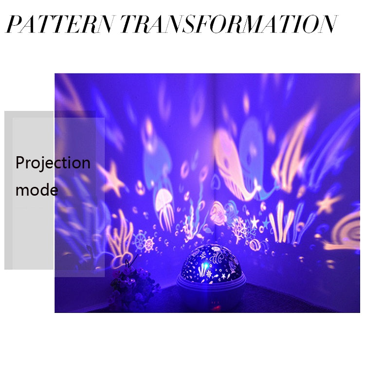 Small Ball USB Rotating Starry Sky Ocean Projector Night Light, Black, White, Blue, Pink