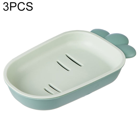 3 PCS Creative Cute Drain Double-layer Household Toilet Soap Box with Lid Soap Holder, Green, White, Yellow, Pink