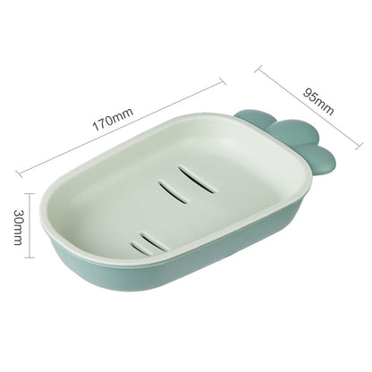 3 PCS Creative Cute Drain Double-layer Household Toilet Soap Box with Lid Soap Holder, Green, White, Yellow, Pink