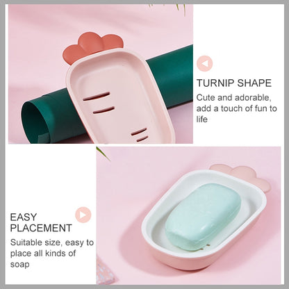 3 PCS Creative Cute Drain Double-layer Household Toilet Soap Box with Lid Soap Holder, Green, White, Yellow, Pink