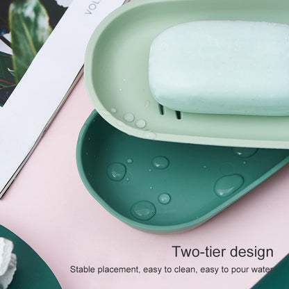 3 PCS Creative Cute Drain Double-layer Household Toilet Soap Box with Lid Soap Holder, Green, White, Yellow, Pink