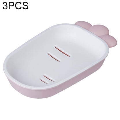 3 PCS Creative Cute Drain Double-layer Household Toilet Soap Box with Lid Soap Holder, Green, White, Yellow, Pink