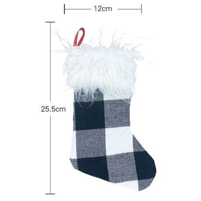 Christmas Tree Ornaments Decoration Supplies Gift Bag Plush Christmas Socks Gift Bag Pendant, Black and White, Red and White