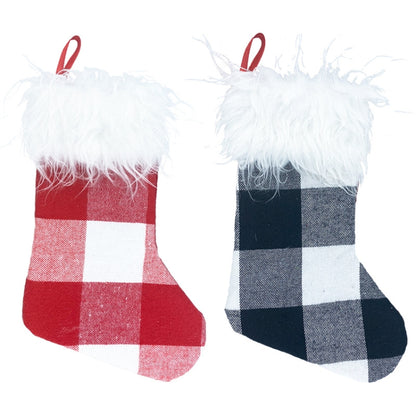 Christmas Tree Ornaments Decoration Supplies Gift Bag Plush Christmas Socks Gift Bag Pendant, Black and White, Red and White