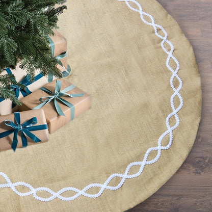Christmas Decorations Jute Cloth Tree Skirt Tree Bottom Decoration Christmas Tree Apron, Jute Cloth Tree Skirt