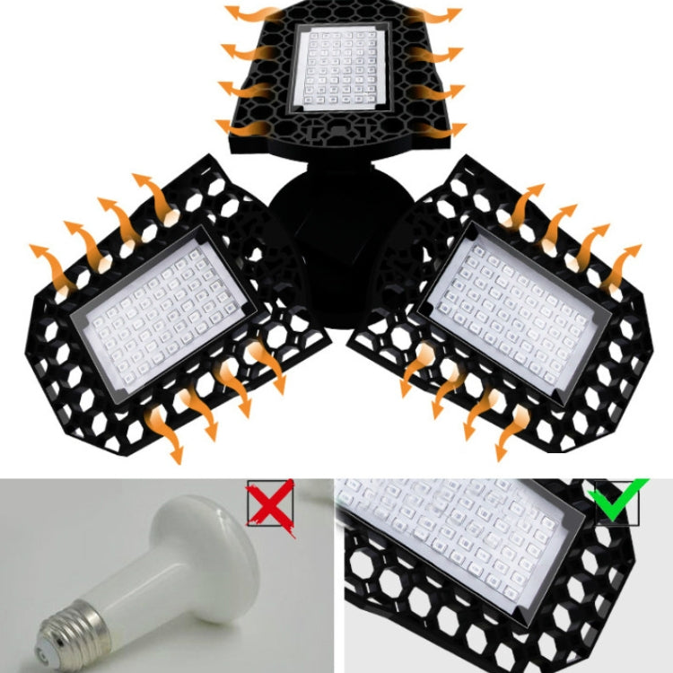مصباح LED E27 لنمو النباتات، مصباح مكمل لزراعة الشتلات بثلاث أوراق قابلة للطي، 108 خرزة، 126 خرزة، 144 خرزة