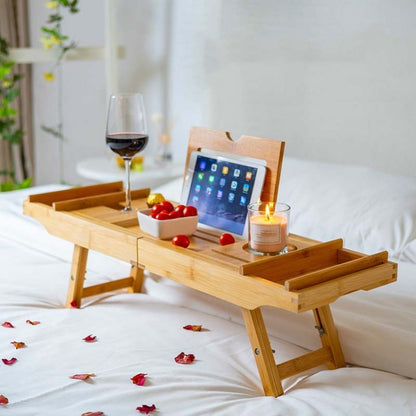 Bamboo Foot Bathtub Rack Multifunctional Bathroom Retractable Bath Rack, Retractable Bath Rack