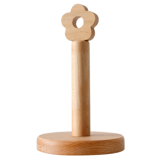 Kitchen Vertical Solid Wood Roll Paper Holder Small Flower Lazy Rag Rack, Vertical Rag Rack
