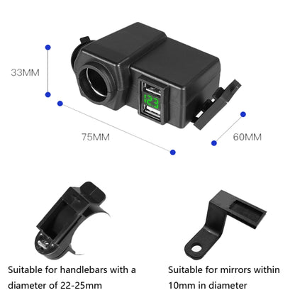 Motorcycle Car Dual USB Mobile Phone Charger With Cigarette Lighter Interface Multi-function Digital Display Car Charger, DYUK Red Light, DYUK Green Light, DYUK Blue Light, DYUK-2 Red Light, DYUK-2 Green Light, DYUK-2 Blue Light
