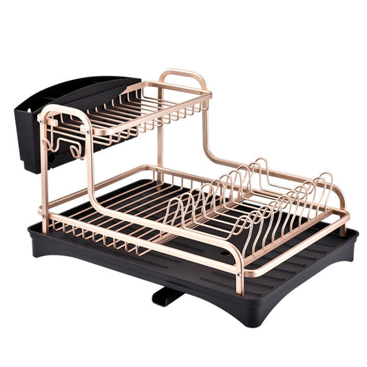 Double-layer Space Aluminum Dish Rack Kitchen Drain Rack, Double-layer Drain Rack