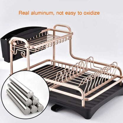 Double-layer Space Aluminum Dish Rack Kitchen Drain Rack, Double-layer Drain Rack
