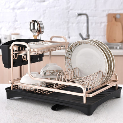 Double-layer Space Aluminum Dish Rack Kitchen Drain Rack, Double-layer Drain Rack