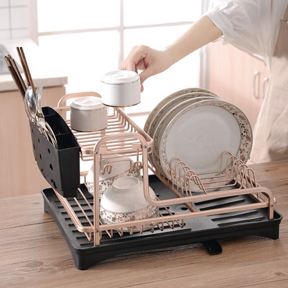 Double-layer Space Aluminum Dish Rack Kitchen Drain Rack, Double-layer Drain Rack