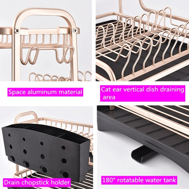 Double-layer Space Aluminum Dish Rack Kitchen Drain Rack, Double-layer Drain Rack