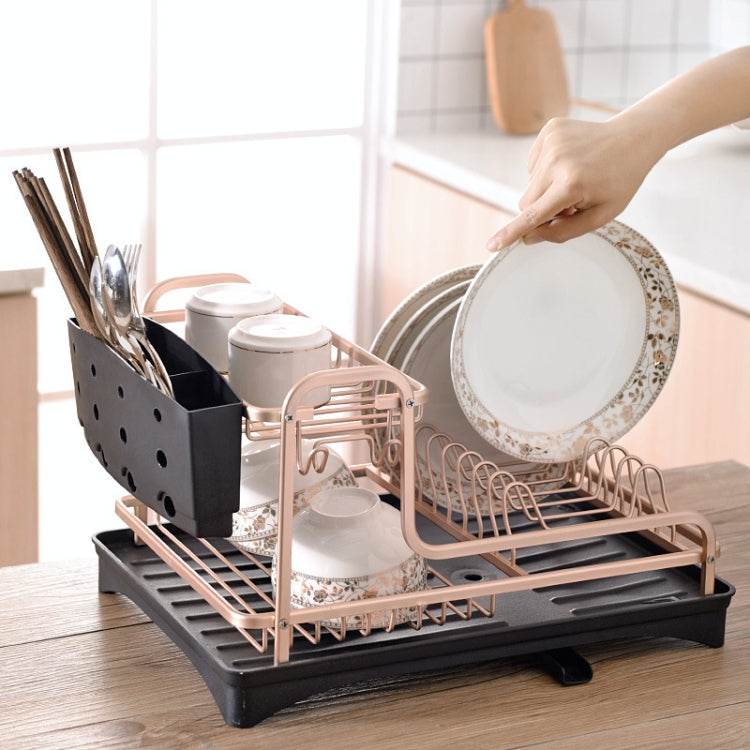 Double-layer Space Aluminum Dish Rack Kitchen Drain Rack, Double-layer Drain Rack