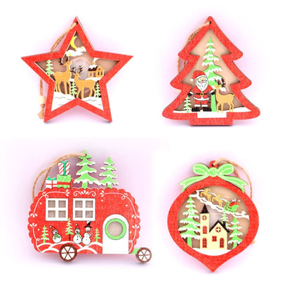 Christmas Decorations Christmas Tree Luminous Pendant, Christmas Tree, Christmas Balls, Car, CarFive-pointed Star