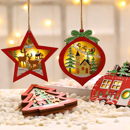 Christmas Decorations Christmas Tree Luminous Pendant, Christmas Tree, Christmas Balls, Car, CarFive-pointed Star