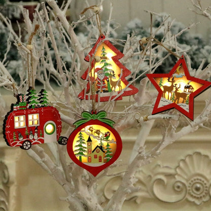 Christmas Decorations Christmas Tree Luminous Pendant, Christmas Tree, Christmas Balls, Car, CarFive-pointed Star