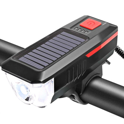 Bicycle Solar Headlight Horn Light Night Riding USB Charging Headlight Bicycle Glare Flashlight Equipment