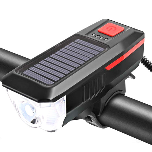 Bicycle Solar Headlight Horn Light Night Riding USB Charging Headlight Bicycle Glare Flashlight Equipment