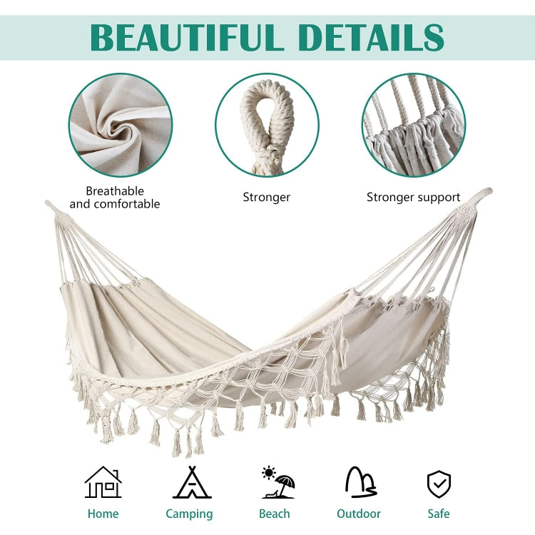 Outdoor Camping Hammock Tassel Polyester Cloth Hammock