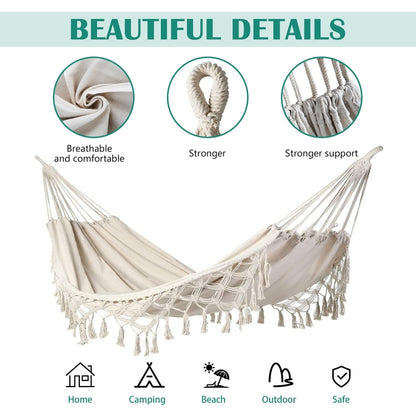 Outdoor Camping Hammock Tassel Polyester Cloth Hammock