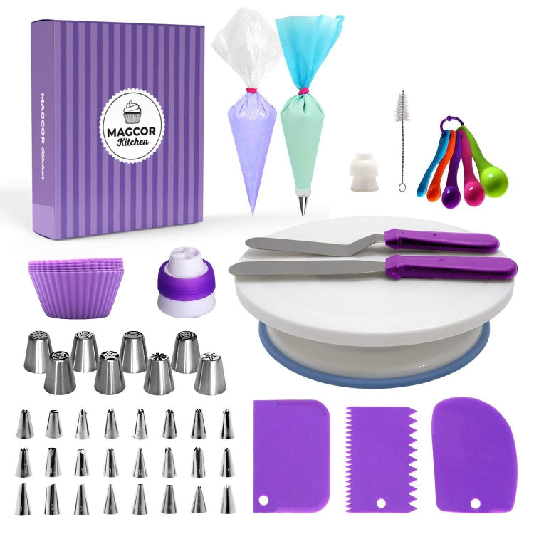 Cake Turntable Set Decorating Table Decorating Mouth Silicone Bag Baking DIY Combination, 6 PCS/Set, 12 PCS/Set, 60 PCS/Set