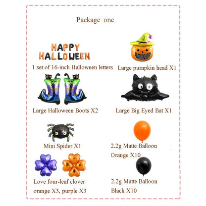 Halloween Aluminum Film Balloon Set Bar Ktv Shopping Mall Ghost Festival Flag Pulling Decoration Set