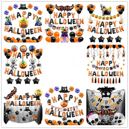 Halloween Aluminum Film Balloon Set Bar Ktv Shopping Mall Ghost Festival Flag Pulling Decoration Set