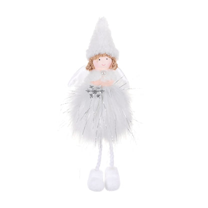 Christmas Decoration Plush Girl Angel Pendant Christmas Tree Pendant Gift, Snowflake Angel, Five Star Angel