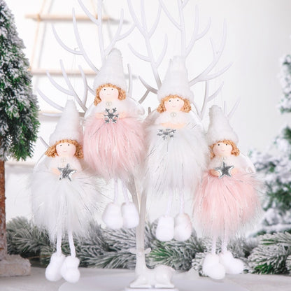 Christmas Decoration Plush Girl Angel Pendant Christmas Tree Pendant Gift, Snowflake Angel, Five Star Angel