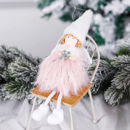 Christmas Decoration Plush Girl Angel Pendant Christmas Tree Pendant Gift, Snowflake Angel, Five Star Angel