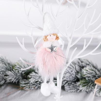 Christmas Decoration Plush Girl Angel Pendant Christmas Tree Pendant Gift, Snowflake Angel, Five Star Angel