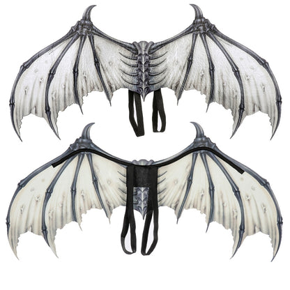 Halloween Carnival Party Props Creative Foldable Non-woven Fabric Devil Bone Wings, White Black Bone, Black White Bone