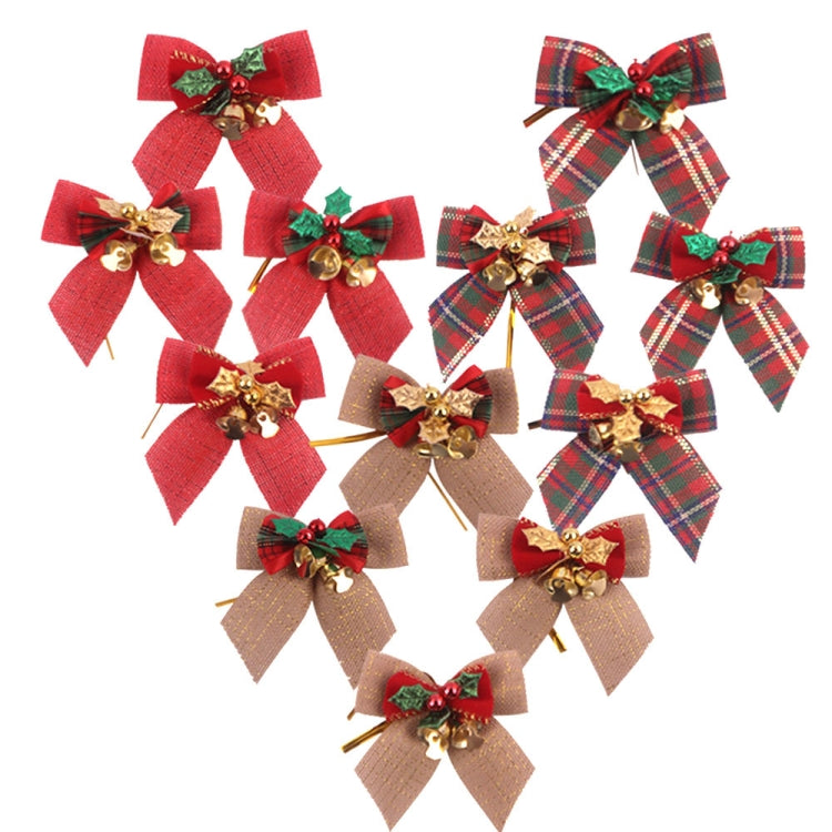 15 PCS Christmas Bow With Iron Bells Christmas Wreath Christmas Tree Decorations, Random Style Delivery, Bow With Iron Bells