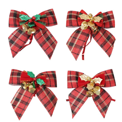15 PCS Christmas Bow With Iron Bells Christmas Wreath Christmas Tree Decorations, Random Style Delivery, Bow With Iron Bells