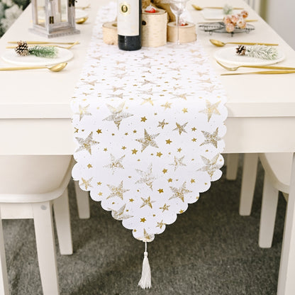 Christmas Table Decoration Bronzing Tablecloth Holiday Decoration Supplies, Golden Tree, Silver Tree, Red Tree, Red Star, Golden Star, Silver Star