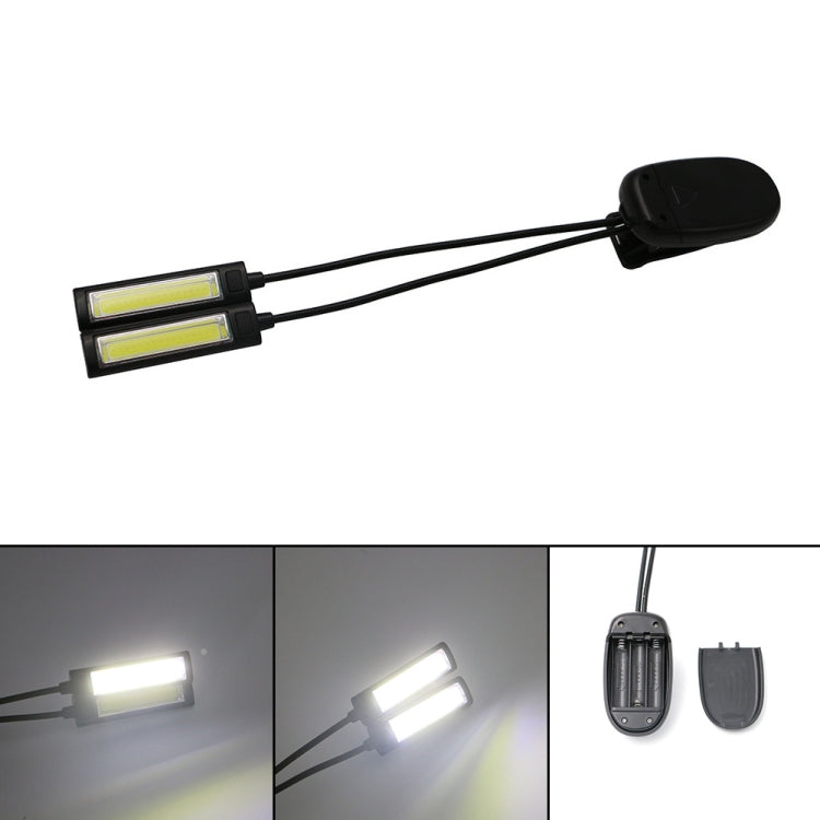 Portable Dual Flexible Arms COB LED Clip Camping Light Reading Desk Laptop Music Stand Lamp, 2