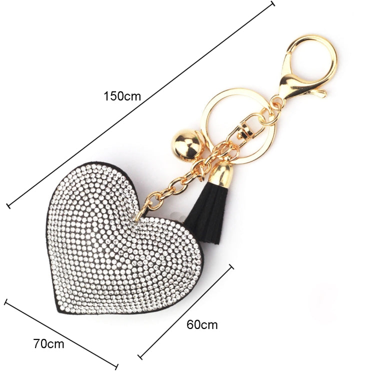 Heart Keychain Leather Tassel Gold Key Holder Metal Crystal Key Chain Keyring Charm Bag Auto Pendant Gift, purple, green, dark blue, lake blue, silver white, watermelon red, light blue, orange, black white, magenta, black gray, yellow, light red, red��...
