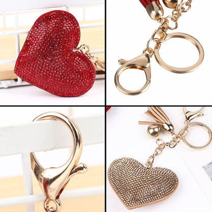 Heart Keychain Leather Tassel Gold Key Holder Metal Crystal Key Chain Keyring Charm Bag Auto Pendant Gift, purple, green, dark blue, lake blue, silver white, watermelon red, light blue, orange, black white, magenta, black gray, yellow, light red, red��...
