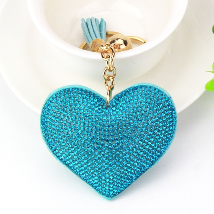 Heart Keychain Leather Tassel Gold Key Holder Metal Crystal Key Chain Keyring Charm Bag Auto Pendant Gift, purple, green, dark blue, lake blue, silver white, watermelon red, light blue, orange, black white, magenta, black gray, yellow, light red, red��...