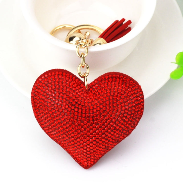 Heart Keychain Leather Tassel Gold Key Holder Metal Crystal Key Chain Keyring Charm Bag Auto Pendant Gift, purple, green, dark blue, lake blue, silver white, watermelon red, light blue, orange, black white, magenta, black gray, yellow, light red, red��...