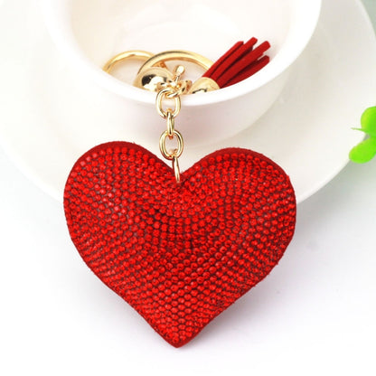 Heart Keychain Leather Tassel Gold Key Holder Metal Crystal Key Chain Keyring Charm Bag Auto Pendant Gift, purple, green, dark blue, lake blue, silver white, watermelon red, light blue, orange, black white, magenta, black gray, yellow, light red, red��...