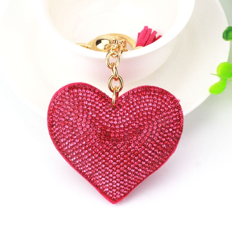 Heart Keychain Leather Tassel Gold Key Holder Metal Crystal Key Chain Keyring Charm Bag Auto Pendant Gift, purple, green, dark blue, lake blue, silver white, watermelon red, light blue, orange, black white, magenta, black gray, yellow, light red, red��...