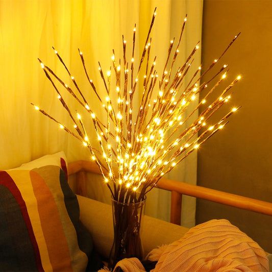 LED Willow Branch Lamp Floral Lights Holiday Home Christmas Party Garden Decoration Battery Operated Christmas Birthday Gifts, Multicolor, WHITE, Warm White, Leaves