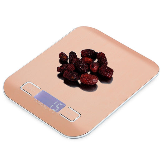 Digital Multi-function Stainless Steel Food Kitchen Scale with LCD Display, 5kg/1g, Rose Gold, 5kg/1g, Silver