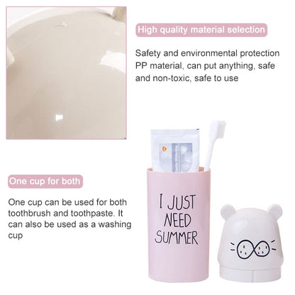 2 PCS Cartoon Protable Travel Home Bathroom Toothbrush Case Storage Box Mouth Cup
