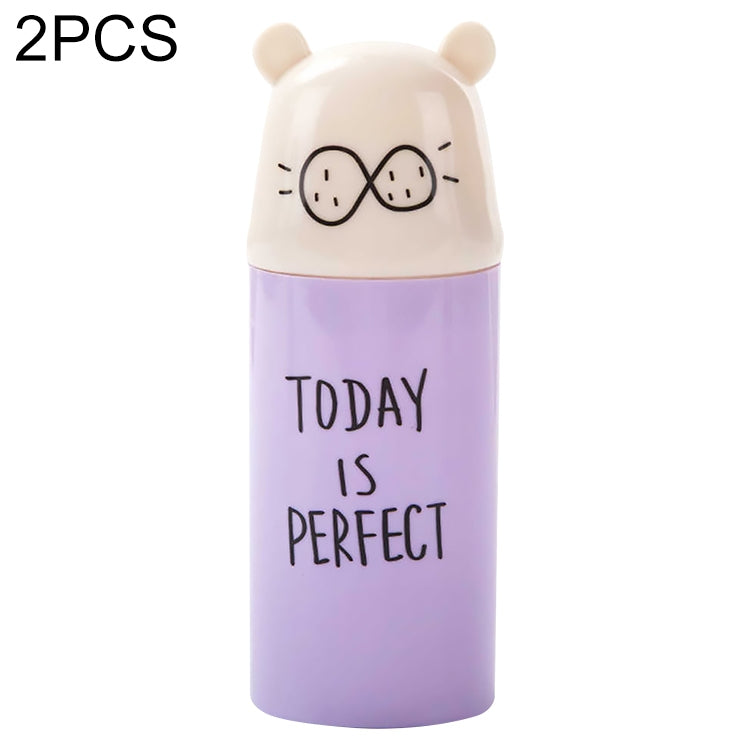 2 PCS Cartoon Protable Travel Home Bathroom Toothbrush Case Storage Box Mouth Cup